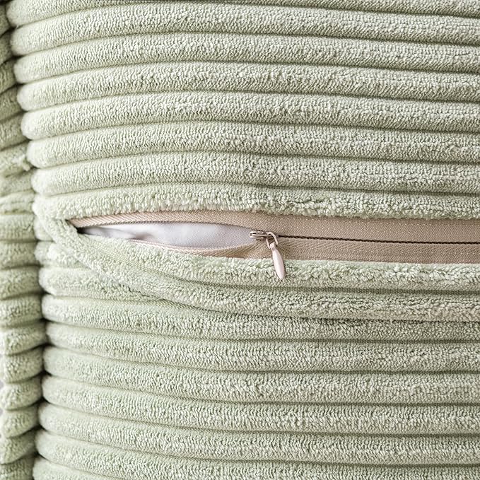 MIULEE Spring Decorative Throw Pillow Covers for Couch Bed Livingroom 18x18 Inch Set of 2 Light Green Boho Accent Throw Pllows Broadside Striped Patchwork Soft Corduroy Summer Pillowcases