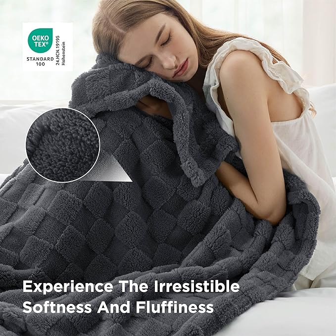 Bedsure GentleSoft Blankets Queen Size for Bed - Super Soft Cozy Blanket for Kids Girls, Large Fuzzy Fleece Throw for Bedroom Decor, Dark Grey, 90x90 Inches