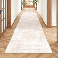 2x8 Runner Rug, Washable Runners for Hallways wirh Rubber Backing, Stain Resistant Kitchen Rug, Soft Thin Carpet Runner for Entrance, Bedroom, Living Room Indoor(2'x8', Pink/White)