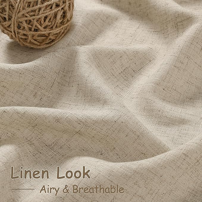 Taupe Burlywood Linen Curtains for Living Room 126 Inches Long Light Filtering Semi Sheer Curtain Back Tab Modern Farmhouse Decor Drapes Floor to Ceiling High Window for Bedroom 52x126, 2 Panels
