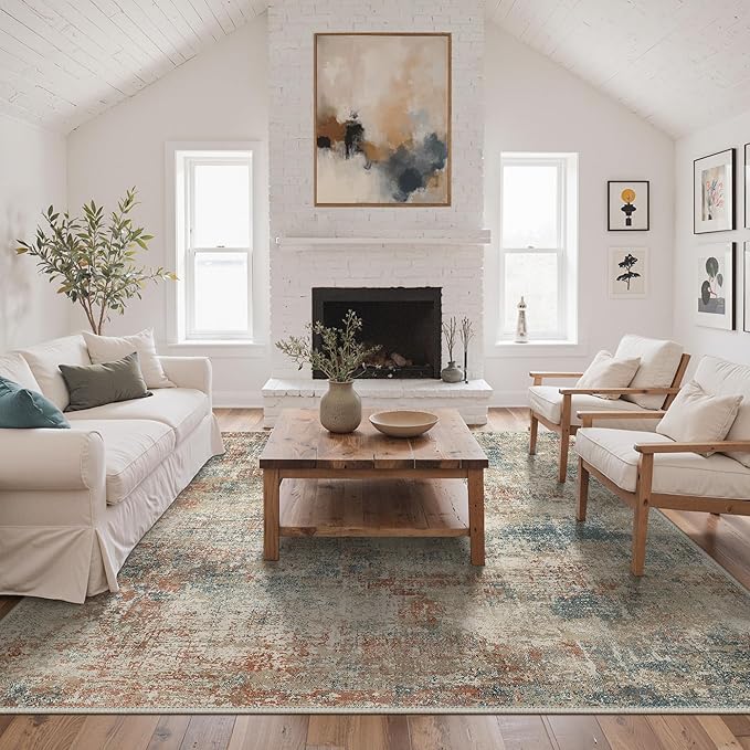 BEIMO Area Rugs 9x12 for Living Room Bedroom, Modern Abstract Machine Washable Rug, Large Soft Low Pile Floor Carpet with Non Slip Backing for Dining Room, Multi