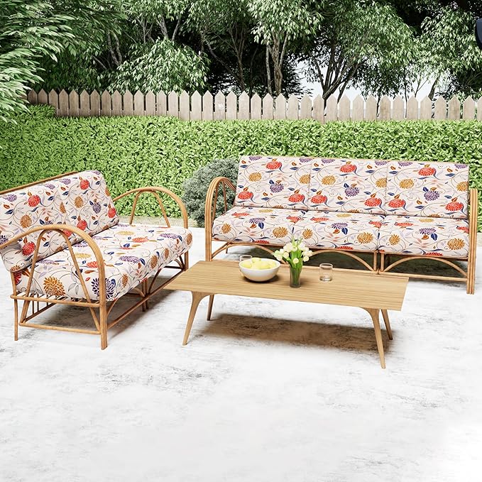 Smiry Printed Couch Cushion Covers, Stretch Soft Couch Covers for Sofa, Washable Non-Slip Sofa Slipcover Furniture Protector for Indoor and Outdoor (2 Pack, Orange)
