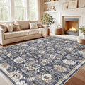 AMADA HOMEFURNISHING 9x12 Washable Area Rug, Low-Profile Large Area Rug with Non-Slip Backing & Durable Edge Binding, Vintage Large Rugs for Living Room, Bedroom & Dining Room