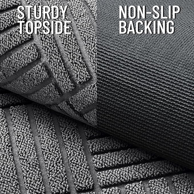 OLANLY Front Door Mat Outside Entrance 71x47, Absorbent, Heavy Duty Sturdy Natural Rubber Doormat Indoor Outdoor, Stain and Fade Resistant, Non-Slip Low Profile Floor Mat for Entryway, Grey Diamond