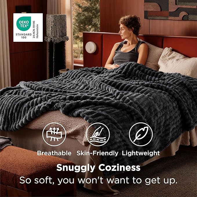 Bedsure GentleSoft Grey Full Blanket for Bed - Cozy Soft Blankets for Women, Cute Large Throws for Girls, 84x90 Inches