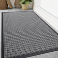 Smiry Front Door Mat Outside Entrance, Heavy Duty Natural Rubber Doormat, Non Slip, Trap Dirt and Moisture, Easy Clean, Low Profile Welcome Floor Mats for Indoor Outdoor Entry, 47x32 Inch, Mix Grey