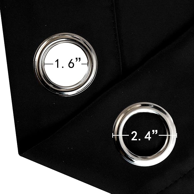 LEMOMO Black Blackout Curtains/38 x 54 Inch/Set of Two Panels Grommet Living Room Curtains
