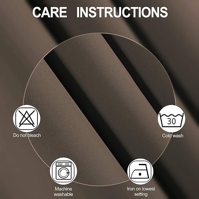 LEMOMO Blackout Curtains 66 x 84 inch/Chocolate Brown Curtains Set of 2 Panels/Thermal Insulated Room Darkening Bedroom Curtains