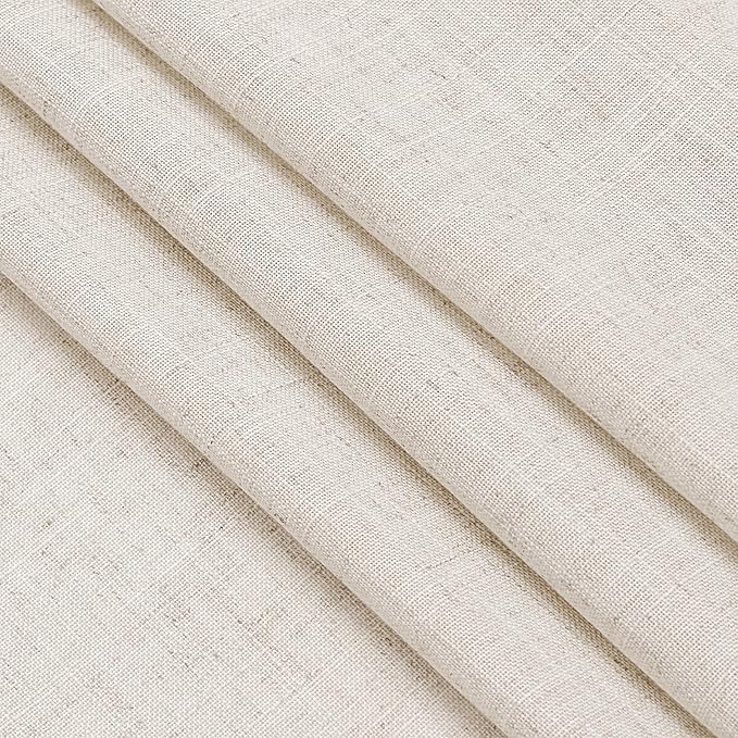 Nanspring Beige Linen Curtain 100 inches Long for Living Room Back Tab Neutral Vintage Country Rustic Farmhouse Curtain Burlap Textured Canvas Cloth Look Linen Drapes for Dinning Room Bedroom