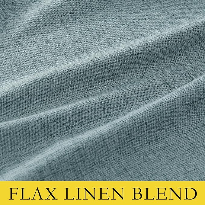 NICETOWN 100% Absolutely Blackout Linen Curtains with Thermal Insulated Liner, Skylark Blue, 62" Wide, 63" Length Energy Saving Curtains for Kitchen 2 Panels Set, Vertical Blinds