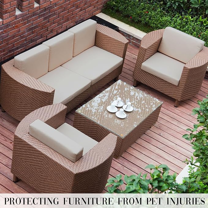Outdoor Cushion Covers Set,8PCS Patio Furniture Couch Seat Slipcovers, Replacement for Sofa Sectional Chair(Cover，Only)