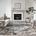 Area Rugs 10x12 for Living Room Bedroom, Modern Abstract Machine Washable Large Dark Gray Rug, Soft Low Pile Floor Carpet with Non Slip Backing for Dining Room