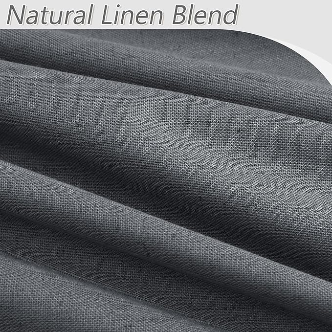 Guken 100% Blackout Curtains 84 Inch Length 2 Panels Set for Living Room Bedroom Back Tab Thermal Insulated Black Out Linen Drapes Room Darkening Blazer Grey,52x84