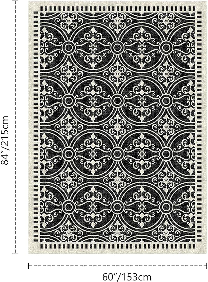 Latte&Fog 6x9 Area Rugs for Living Room Bedroom, Large Vintage Washable Rug, Boho Non Slip Low Pile Carpet for Indoor Dining Room, Office, Dorm, Classroom, Farmhouse and Home Office