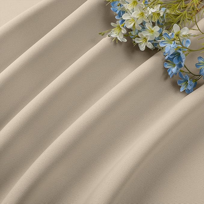 CUCRAF Light Beige Blackout Curtains 96 inch Length 2 Panels Set, Rod Pocket Room Darkening Drapes for Bedroom Living Room, Insulated Thermal Light Blocking Window Curtain (W52 x L96 Inch)