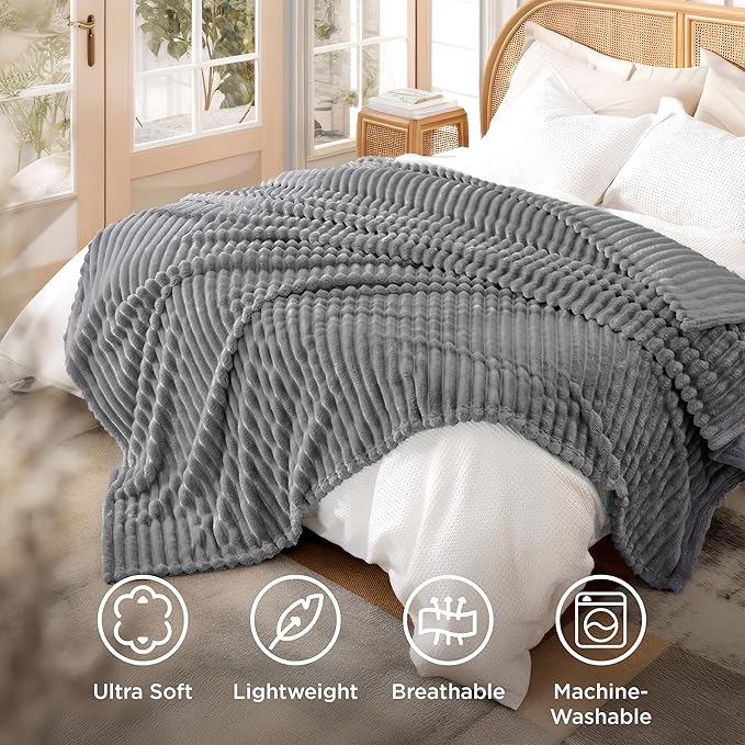 Bedsure GentleSoft Frost Gray Full Blanket for Bed - Cozy Soft Blankets for Women, Cute Large Throws for Girls, 84x90 Inches