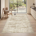 3x5 Washable Area Rug for Entryway, Soft Kitchen Rugs Non Slip for Dining Room, Vintage Abstract Living Room Rug, Thin Area Rugs Indoor for Bedroom, Kids Room Decor(3'x5', Brown/Ivory)
