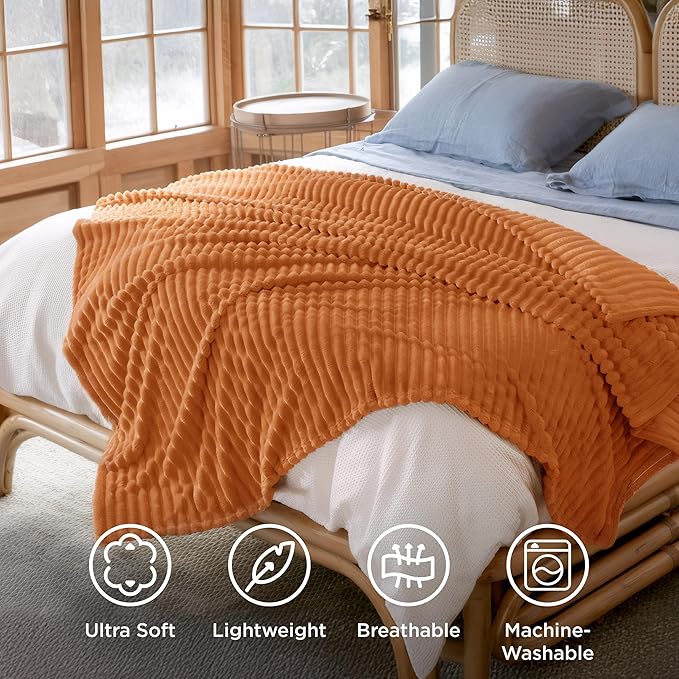 Bedsure GentleSoft King Blanket for Couch - Cozy Soft Fall Blankets for Women, Cute Large Throws for Girls, Orange, 108x90 Inches