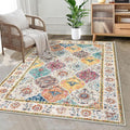 HEBE Washable Area Rug - 3'x5' Non Slip Soft Distressed Medallion Bedroom & Living Room Accent Throw Vintage Entry Floor Carpet for Dining Room & Bathroom Entryway