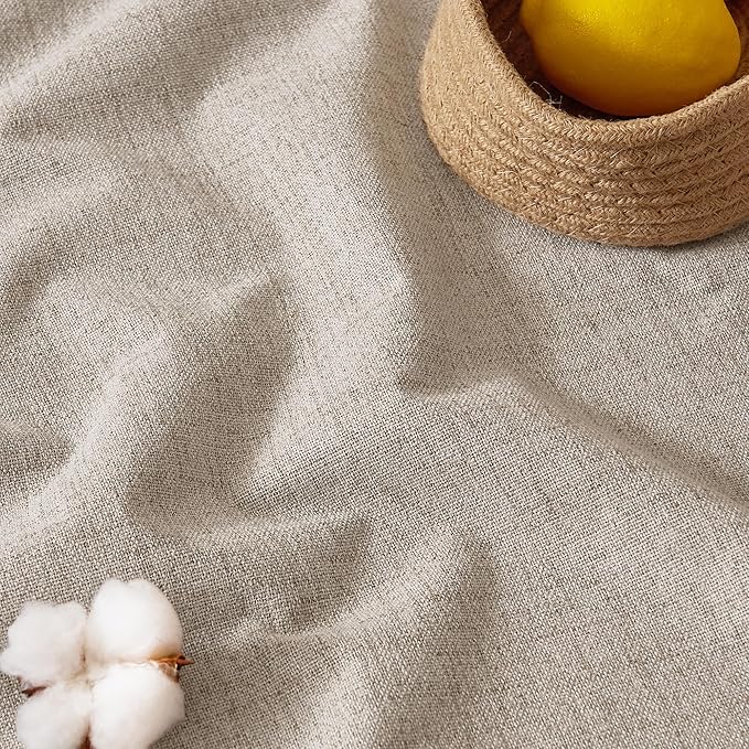 RYB HOME Natural Beige 100% Blackout Linen Curtains for Bedroom 96 inches Long, Thermal Insulated&Privacy Assurd Window Curtains for Living Room Dining Patio Sliding Glass Door, W52 x L96, 2 Panels