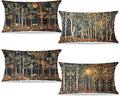 Rustic William Morris Inspired Forest Moon Pillow Covers 12x20 Set of 4,Vintage Botanical Nature Landscape Decorative Throw Pillow Covers for Home Bedroom Living Room,Fall Home Room Decor