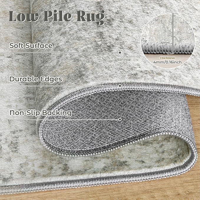 10x14 Area Rugs for Living Room, Washable Modern Abstract Large Area Rug Neutral Soft Non Slip Kids Rug Stain Resistant Indoor Carpet for Bedroom Dining Room Playroom Office(BeigeGrey, 10'x14')