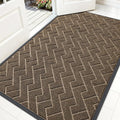 OLANLY Front Door Mat Indoor Outdoor Entrance, Waterproof All-Season, All-Weather Doormat, Sturdy Natural Rubber, Low Profile, Easy Clean Patio Porch Entryway Mat, Herringbone Brick (Brown, 59x35)