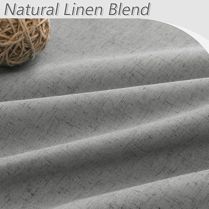 Guken Dark Grey 100% Blackout Linen Curtains 63 Inch Length 2 Panels Set for Living Room Bedroom Back Tab/Rod Pocket Thermal Insulated Black Out Drapes Room Darkening Farmhouse Window Curtains