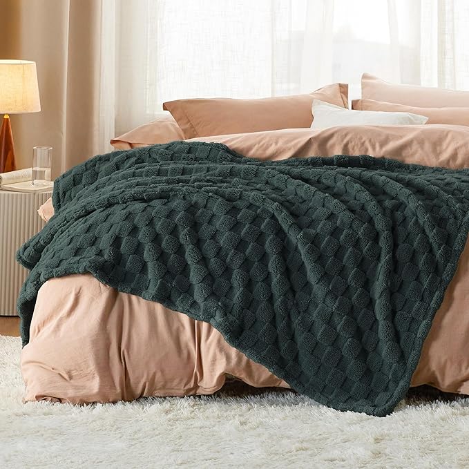 Bedsure GentleSoft Dark Green Spring Throw Blanket for Couch - Super Soft Cozy Blankets Gifts for Kids Girls, Cute Small Fleece Throws for Bedroom Home Decor, 50x70 Inches