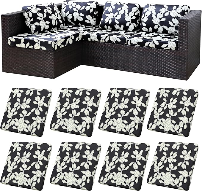 8Pcs Stretch Patio Cushion Covers,Outdoor Couch Covers Replacement,Outdoor Couch & Sofa Slipcovers,for Patio Furniture Cushion Covers,Washable Reusable urniture Protector(Patch,8PCS)