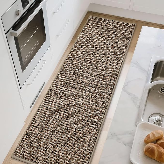 BEQHAUSE Kitchen Runner Rugs 24"x72", Non-Slip Kitchen Mats for Floor, Super Absorbent and Stain Resistant Kitchen Rug, Machine Washable Rugs for Kitchen, Hallway, Laundry & Sink, Taupe
