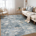 Nakagishi 5x7 Area Rugs Living Room: Washable Abstract Large Neutral Soft Rug Stain Resistant Modern Indoor Floor Non-Slip Carpet for Bedroom Nursery Kids Playroom Office Dining Room Dorm-Blue