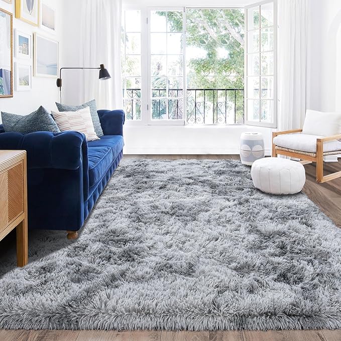 Rugs for Bedroom 4x6, Soft Shaggy Modern Shag Area Rug for Living Room, Upgrade Non-Slip Plush Fluffy Carpet for Kids Boys Girls Room Home Decor Aesthetic, Light Grey
