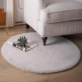 Ashler HOME DECO Ultra Soft Faux Rabbit Fur Chair Couch Cover Area Rug for Bedroom Floor Sofa Living Room Grey Round 3 x 3 Feet