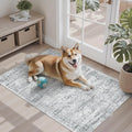 2x3 Washable Rugs for Kitchen, Floor, Entryway, Powder Room Small Area Rug Non-Slip Vintage Low Pile Throw Door Mat Grey