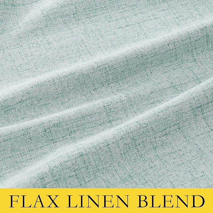 NICETOWN 100% Absolutely Blackout Linen Curtains with Thermal Insulated Liner, Seafoam Green, 42" Wide, 45" Length Energy Saving Curtains for Dining Room 2 Panels Set, Vertical Blinds