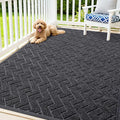 OLANLY Front Door Mat Indoor Outdoor Entrance, Waterproof All-Season, All-Weather Doormat, Sturdy Natural Rubber, Low Profile, Easy Clean Patio Porch Entryway Mat, Herringbone Brick (Grey, 71x47)