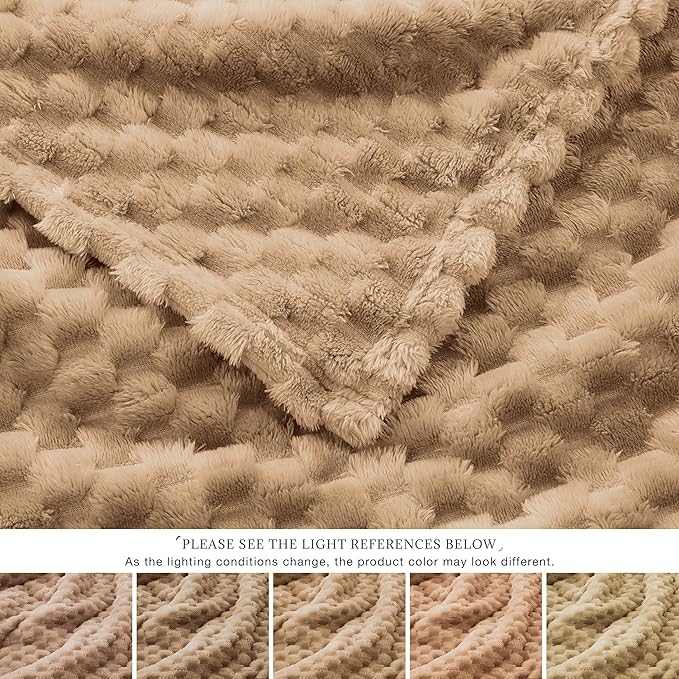 EXQ Home Fleece Blanket Queen Size for Couch or Bed - 3D Imitation Turtle Shell Jacquard Decorative Blankets - Cozy Soft Lightweight Fuzzy Flannel Blanket Suitable for All Seasons(90"×90",Brown)