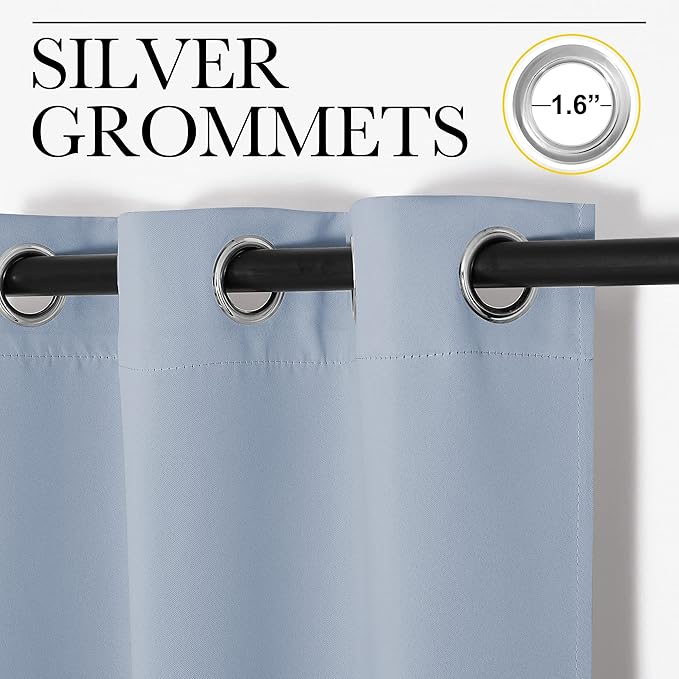 NICETOWN Vintage Blue Blackout Curtains 78 inches Length for Bedroom, 2 Panels, 42" Wide, Thermal Insulated Decoration Drapes for Office Window