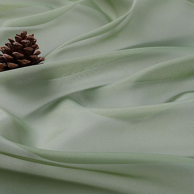 OVZME Sage Green Sheer Curtains 120 Inches Long 2 Panels Set, 59 Inch Extra Wide Soft Airy Lightweight Sheer Curtains for Living Room, Farmhouse Voile Filmy Rod Pocket Drapes, 59Wx120L Inches