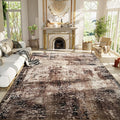 Ompaa Living Room Rug 8x10 Brown Area Rugs Machine Washable Abstract Coffee Boho Large Carpet Non-Slip Non-Shedding Faux Wool Indoor Vintage Rug for Bedroom, Classroom, Dining Room, Kids Playroom