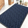 OLANLY Front Door Mat Indoor Outdoor Entrance, Waterproof All-Season, All-Weather Doormat, Sturdy Natural Rubber, Low Profile, Easy Clean Patio Porch Entryway Mat, Herringbone Brick (Blue, 47x32)