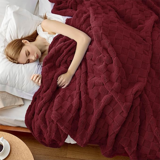 Bedsure GentleSoft Blankets Queen Size for Bed - Super Soft Cozy Mother's Day Blanket for Kids Girls, Large Fuzzy Fleece Throw for Bedroom Decor, Red, 90x90 Inches