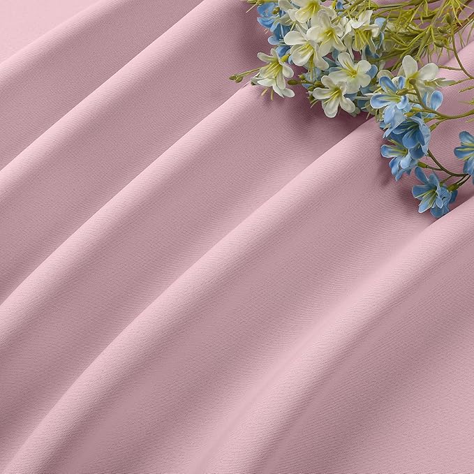 CUCRAF Light Pink Blackout Curtains 54 inch Length 2 Panels Set, Rod Pocket Room Darkening Drapes for Bedroom Living Room, Insulated Thermal Light Blocking Window Curtain (W52 x L54 Inch)