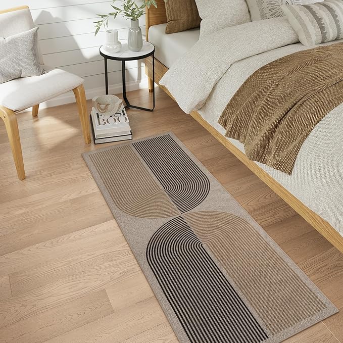 Lahome Enfys Modern Rainbow Easy Jute Rug, 2x6 Kitchen Runner Washable Rug Runners for Hallways Farmhouse Carpet, Non Slip Indoor Outdoor Runner Contemporary Door Mat for Laundry Porch