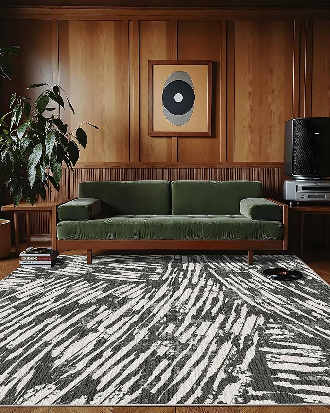 Latte&Fog 8x10 Area Rugs for Living Room, Large Modern Abstract Washable Rug, Boho Non Slip Low Pile Carpet for Indoor Bedroom Dining Room, Office, Dorm, Classroom, Farmhouse and Kids Room