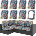 hyha 8Pcs Patio Cushion Covers, Stretch Outdoor Couch Cushion Covers Replacement, Washable Outdoor Chair/Sofa Slipcovers for Patio Furniture Cushions Protector with Elastic Bottom(Paisley,Cover Only)