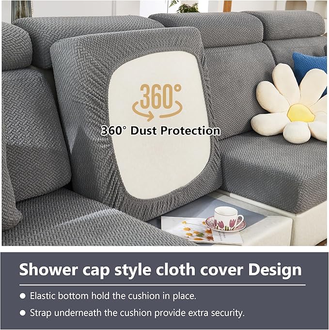 Couch Cushion Covers for Sofa Couch Covers Wear-Resistant Universal Sofa Cover Washable Stretch for Sectional Slipcovers (Texture-Brown,Large Double Seat Cover)