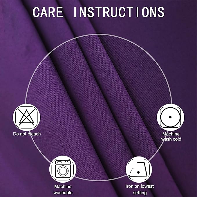 LEMOMO Purple Thermal Blackout Curtains/52 x 72 Inch/Set of 2 Panels Room Darkening Curtains for Bedroom
