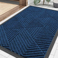 Smiry Front Door Mat Outside Entrance, Heavy Duty Sturdy Natural Rubber Doormat, Trap Dirt and Moisture, Easy Clean Low Profile Mats for Indoor Outdoor Entry, Irregular Triangle (29.5x17, Medium Blue)